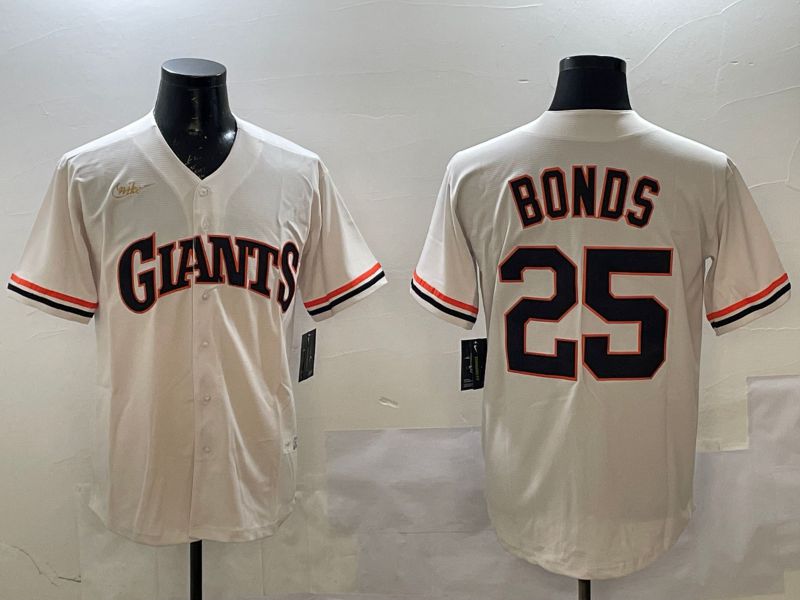Men San Francisco Giants 25 Bonds Cream Throwback 2025 Nike MLB Jersey style 4
